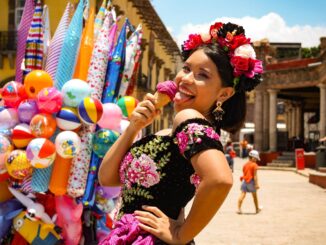 Mexican girl with ice cream cone