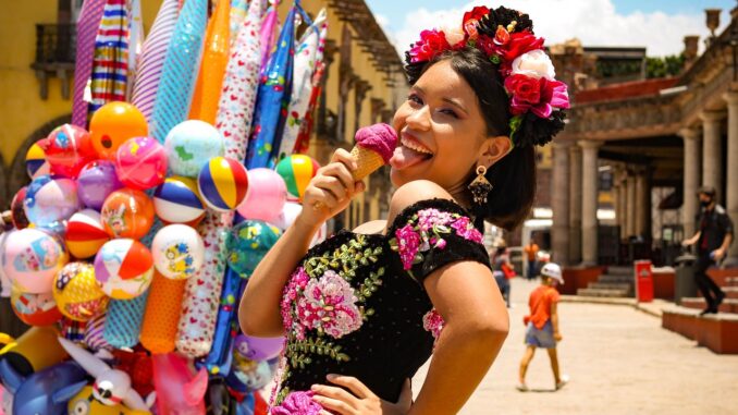 Mexican girl with ice cream cone